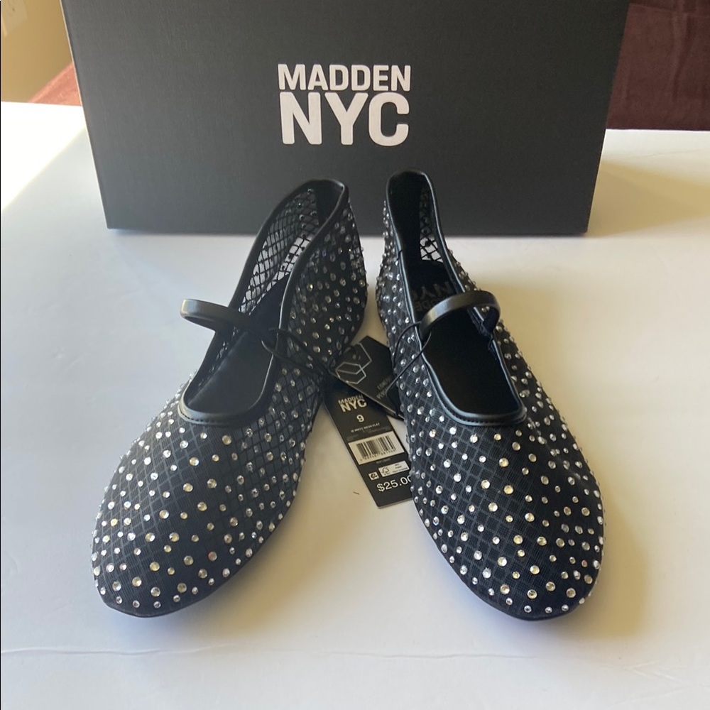 Steve Madden Black Flats with Silver Studs
